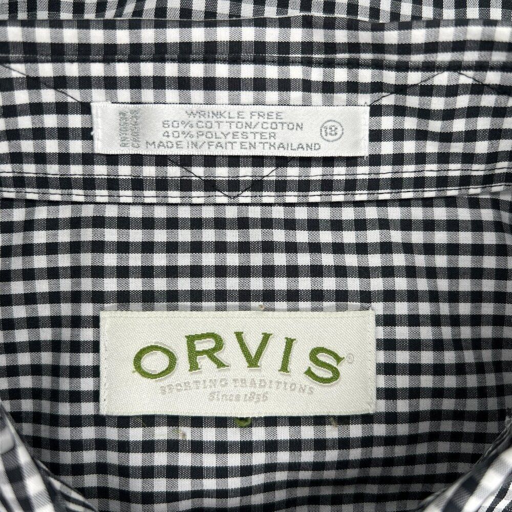 Orvis Men's Size 17" Black & White Check Button Down‎ Shirt - Picture 9 of 10